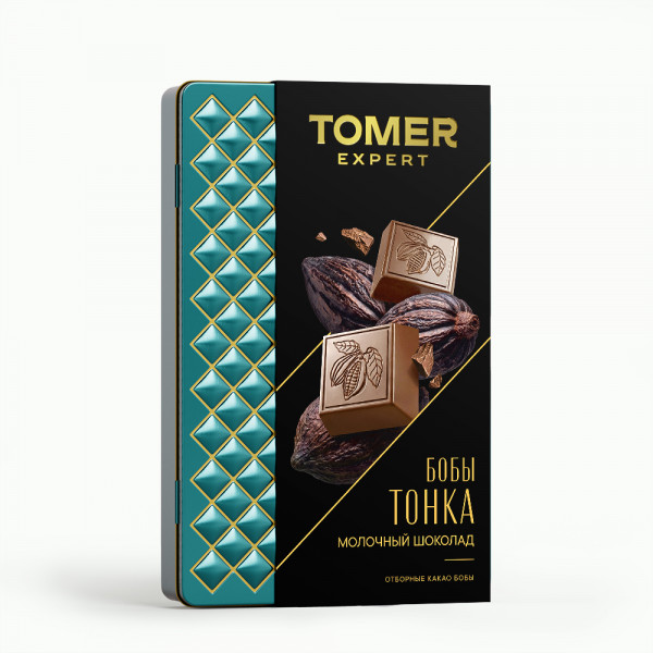 №1 Фабрика Томер металлический бокс Молочный шоколад БОБЫ ТОНКА , 90г в Ирбите