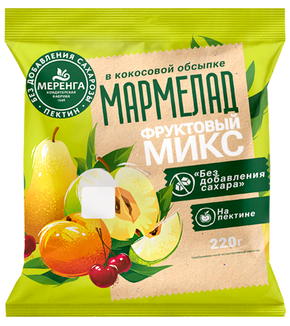  Меренга Мармелад без сахара в кокосовой обсыпке Фруктовый микс, 220г   в Ирбите