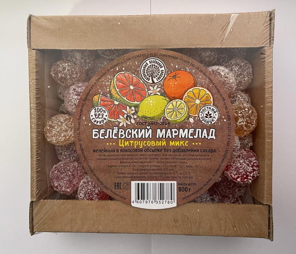 №2 Мармелад белевский на фруктозе 800г "Цитрусовый микс"    в Ирбите