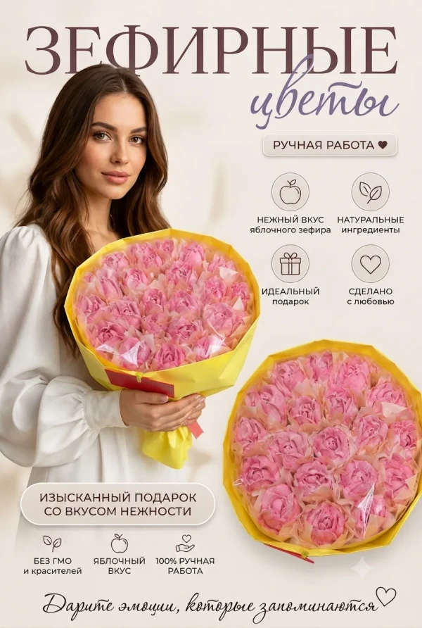 №1 Букет Зефирный Размер XL розовый,350г в Ирбите