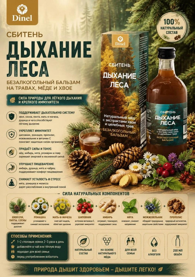  Сбитень Дыхание леса, 250мл  в Ирбите