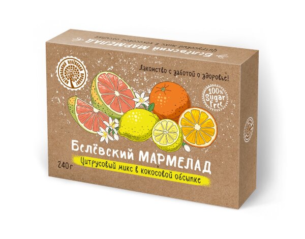 №2 Мармелад белевский на фруктозе 240г "Цитрусовый микс" в Ирбите