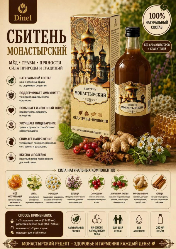 №3 Сбитень Монастырский, 250мл  в Ирбите