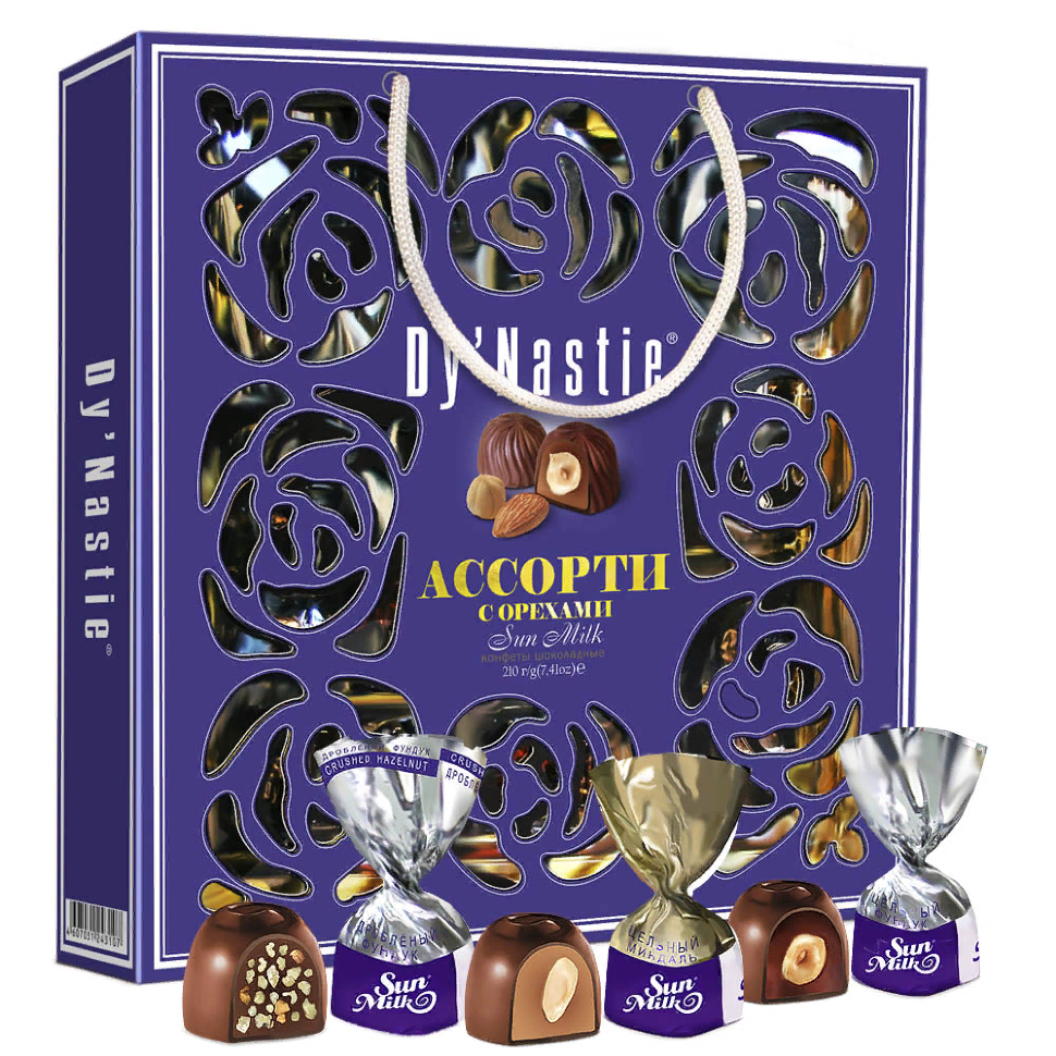  Династия Сумка Конфеты "Ассорти с орехами", 210г     в Ирбите